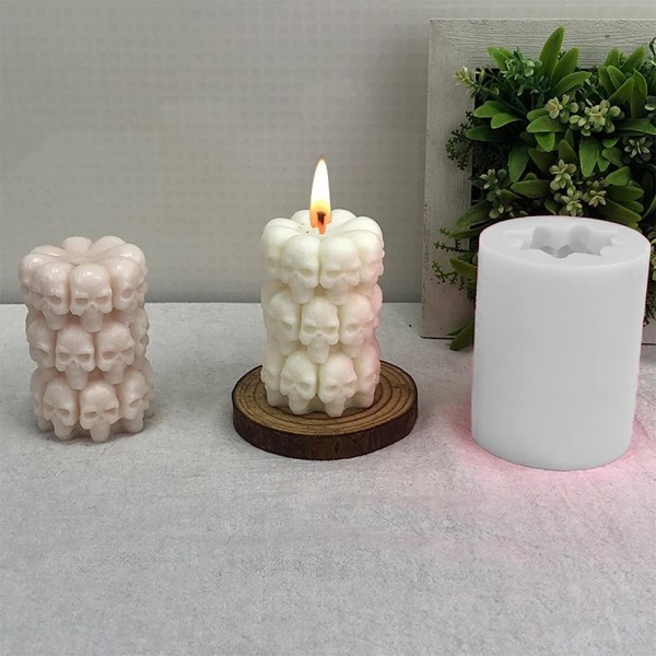Form 3D Skull Design Pillar Candle