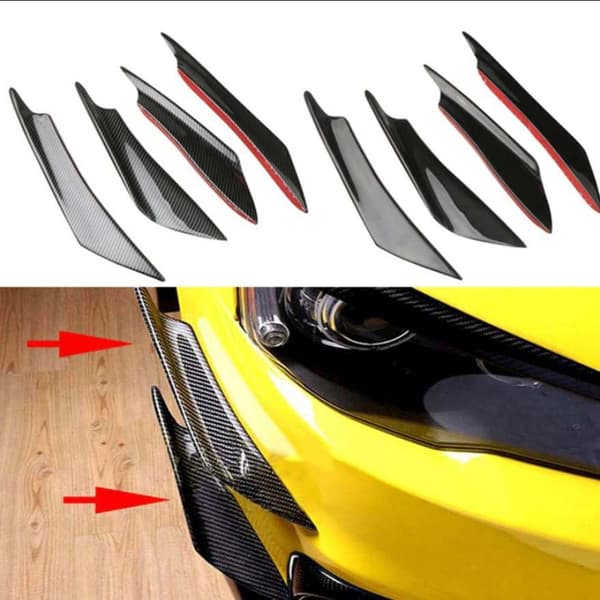 Bil Front Bumper Canards Splitters Bilspoiler SORT SORT Black