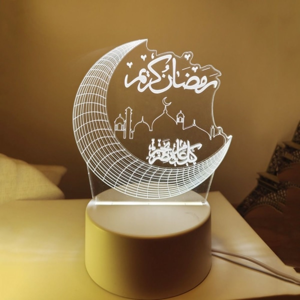 Akryl Eid Mubarak nattlys Ramadan Kareem dekorasjon