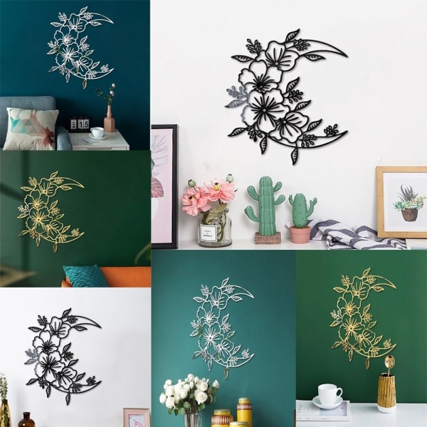 Mirror Wall Sticker Moon Flower Sticker GULD L Gold L