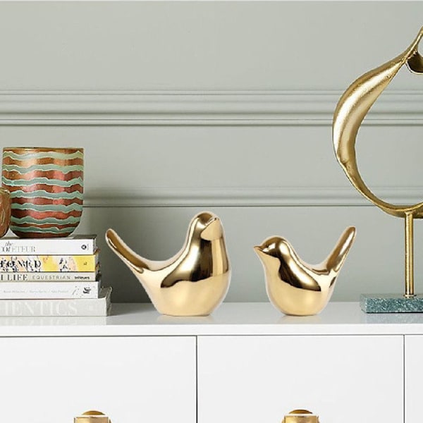 2kpl keraamisia lintukeraamisia koristeita GOLD S gold S