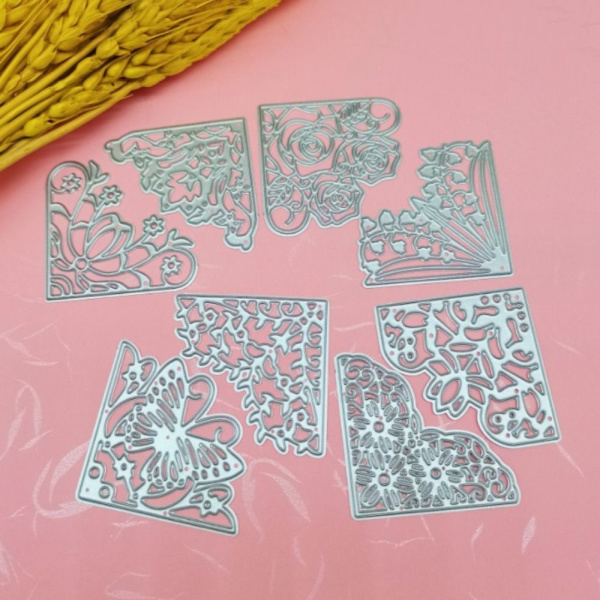 8 stk Blomster Die Cuts Corner Die Cuts Lace Die Cuts