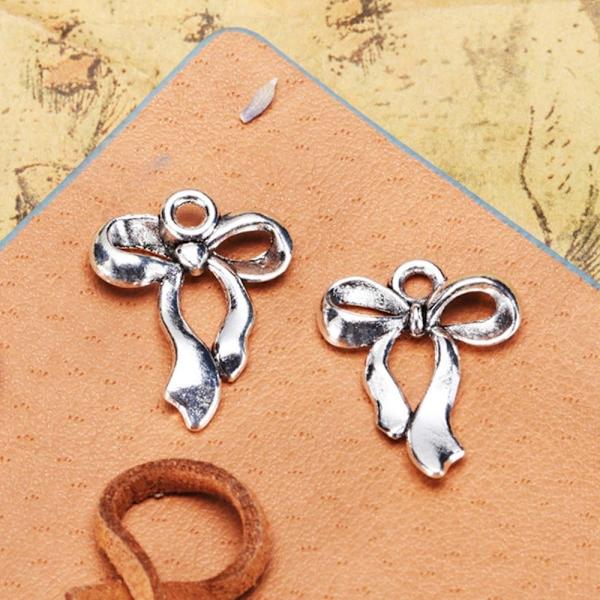 40 Stk Sløjfe vedhæng Charm DIY halskæde SØLV Silver