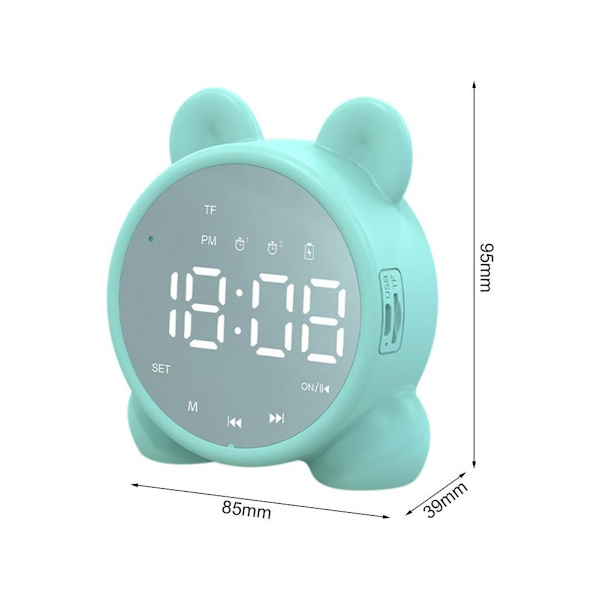 Trådlös Bluetooth -högtalare Smart Alarm Clock Audio GRÖN Green