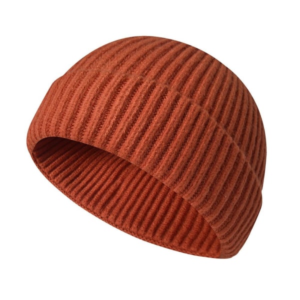 Manchet Beanie Strik Hat ORANGE RØD ORANGE RØD Orange Red