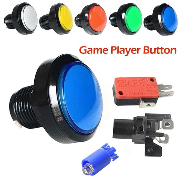Arcade Button Game Player -painike VALKOINEN white