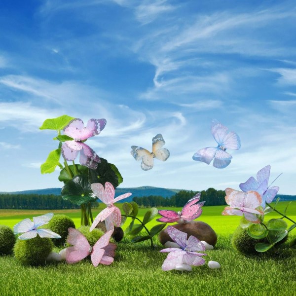36ST Organza Butterfly Decor Färgglad Butterfly Decor Two