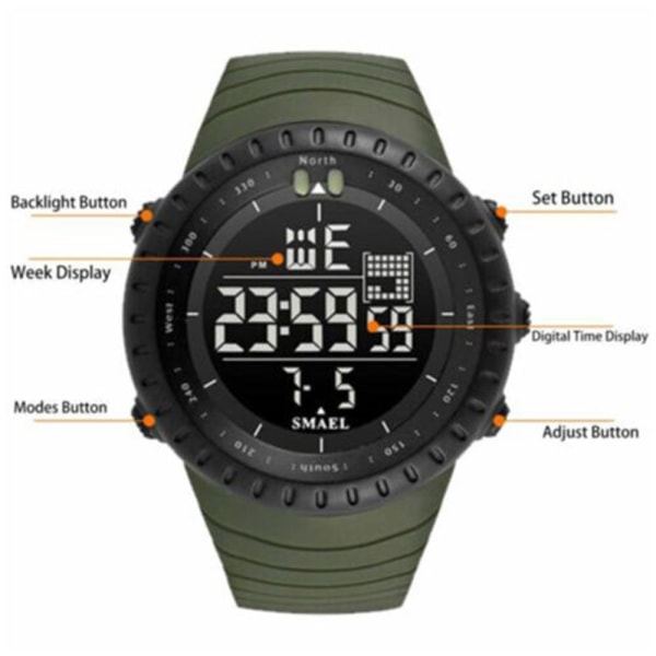 Miesten watch LED-digitaaliset rannekellot ORANSSIT orange