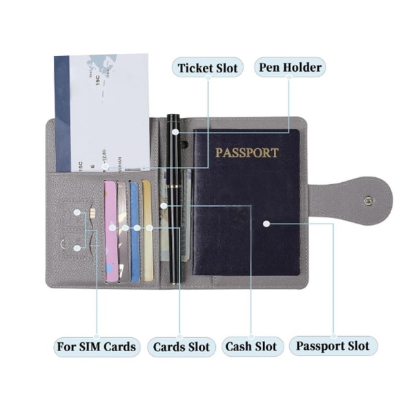 Passhållare Passväska GRÅ Grey