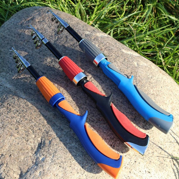 Teleskopisk fiskestang Bærbar fiskestang SORT RØD-1.6M Black Red-1.6m