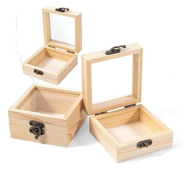 1/3st presentförpackning trälåda Visuell förvaring trälåda 3st 3pcs