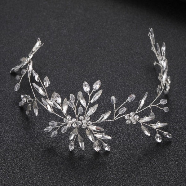 Hvid krystal pandebånd Rhinestone hårbånd Tiara smykker