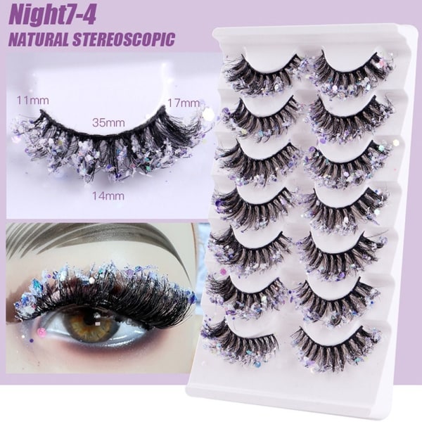 7 Par Glitter Lashes Night Luminous Lösögonfransar NATT7-1 Night7-1