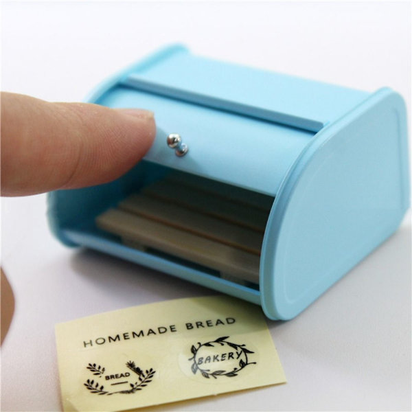 Dukkehus Brødspand Miniature Bageopbevaringstank BLÅT BRØD blue bread bin-bread bin