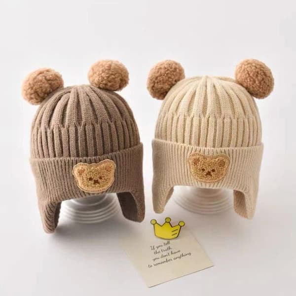 Baby cap Stickad mössa för barn LIGHT KHAKI light khaki