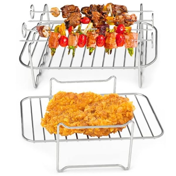 Luftfrityrkurv i rustfritt stål med dobbel kurvgrill for Ninja