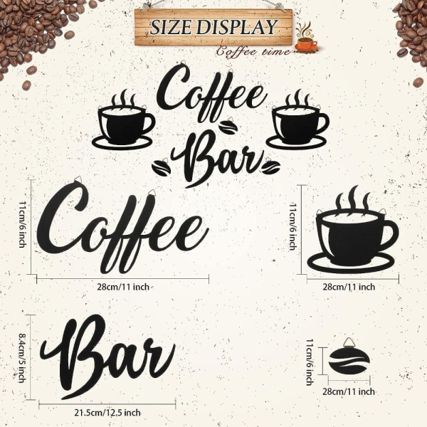 7 stk Kaffebarskilt Hængende Vægdekor Skilte Kaffekrus