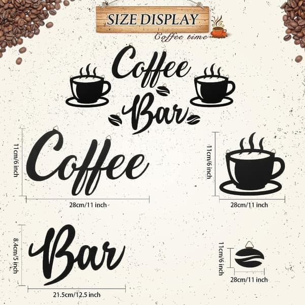 7st Kaffebarskylt Hängande väggdekorskyltar Kaffemugg