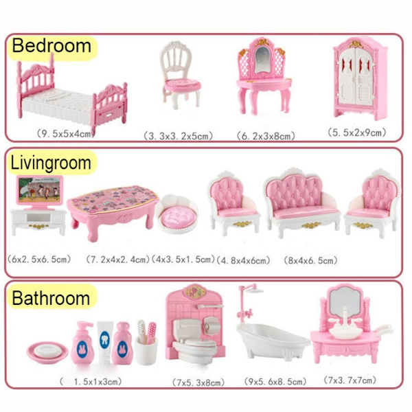Nukkekodin kalusteet Kylpyhuone Olohuone Makuuhuone KYLPYHUONE bathroom