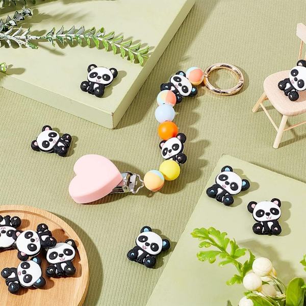 12st Panda silikonpärlor tecknade djurpärlor