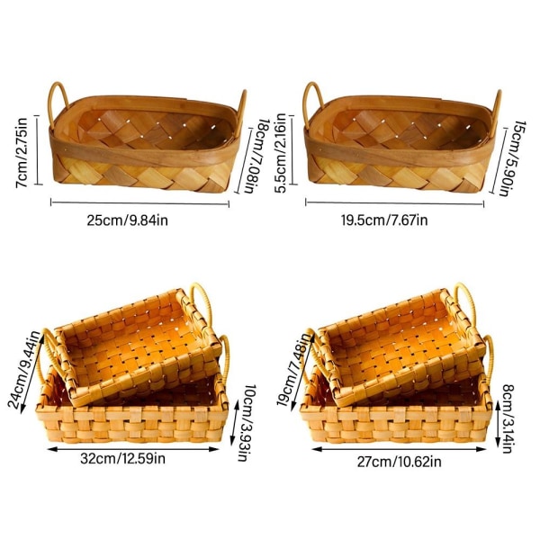 Køkken Opbevaringskurv Træ Håndvævede kurve 2-L 2-L 2-L