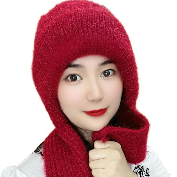 Integrert Cap Skjerf Beanie Hat Skjerf WINE RED Wine red