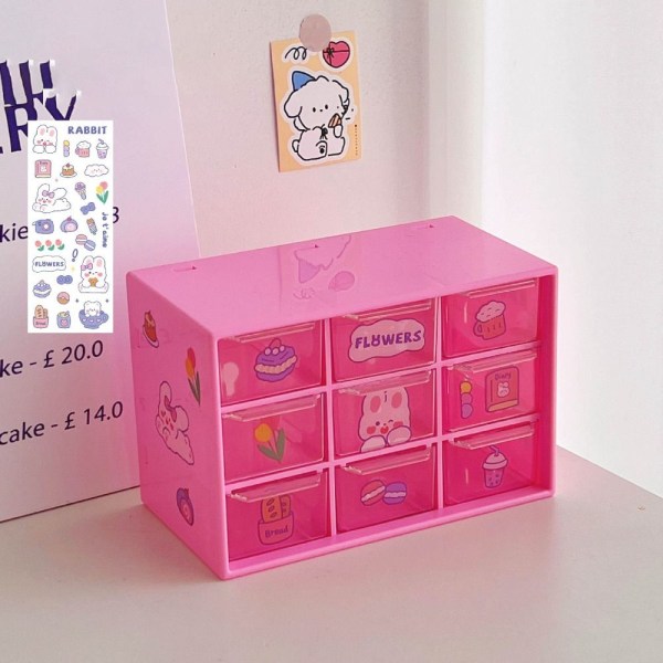 Oppbevaringsboks Desktop Organizer 9 GRIDS ROSE RED 9 GRIDS ROSE RED 9 grids rose red