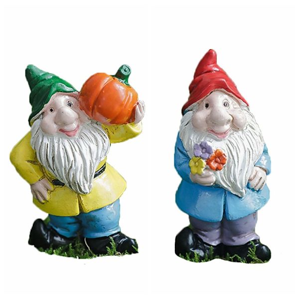 2 STK Mini Gnome Figurer Miniatyr Dverger Statue 5 5 5