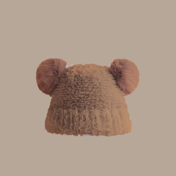 Stickad mössa Bear Ear Hat CAMEL camel