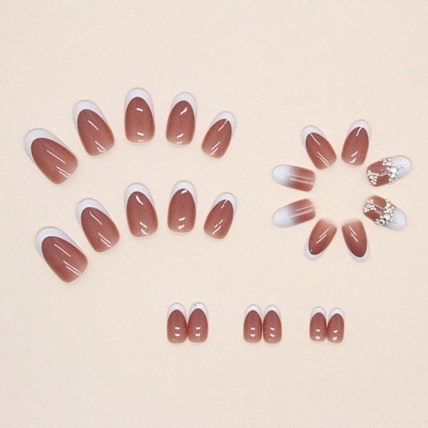 24 stk Fake Nails Lange Franske Ovale Z628