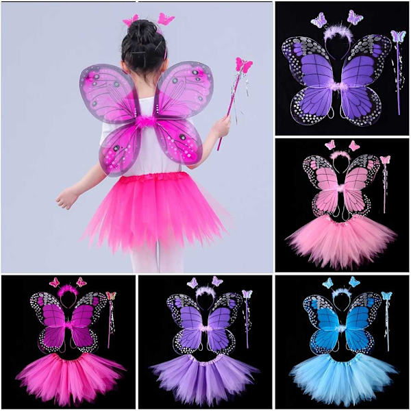 Lasten pukurekvisiitta Butterfly Wings -setit PUNAINEN 3 KPL / SET 3 Red 3 pcs/set-3 pcs/set