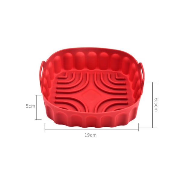 Neliönmuotoinen silikonipannu ilmakeittimen leivontakorille PUNAINEN 21,5 cm red 21.5CM-21.5CM