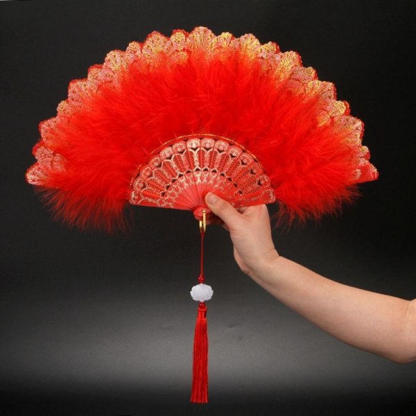 Feather Folding Fan Party Dekor LILLA purple