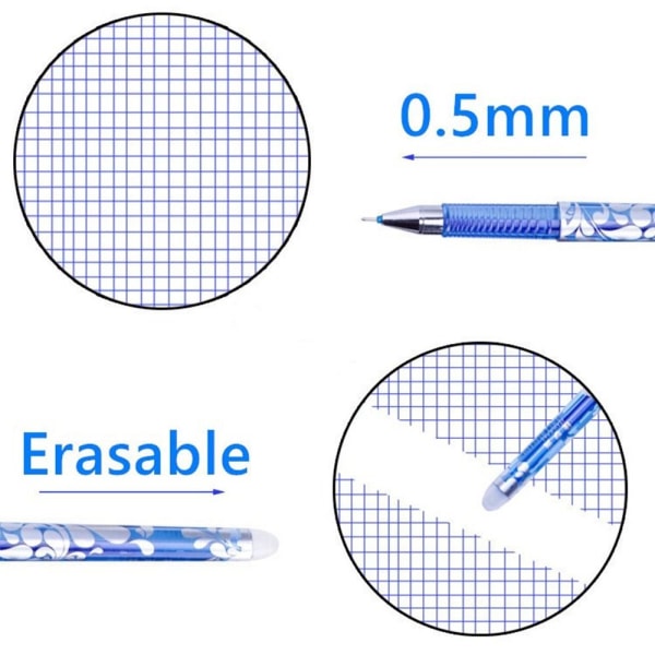 55 STK/SETT Slettbar gelpenn INS Bjørn/Kyr/Løv 05-BLÅTT BLEKK 05-Blue Ink