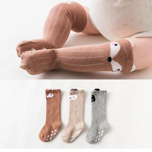 1 Par Fox Baby Sok Småbørns Lange Sokker KHAKI Khaki
