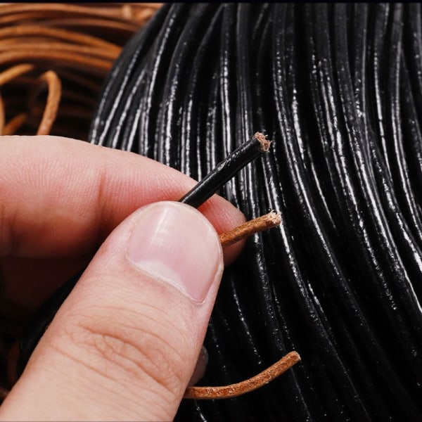 2 Meter Rund String Cord Halskjede Armbånd Tau SORT 5MM 5MM black 5mm-5mm