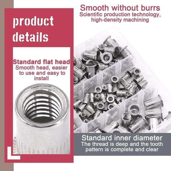 130 Styck Nitmutter Flat Head Rivnut Insatsmutter