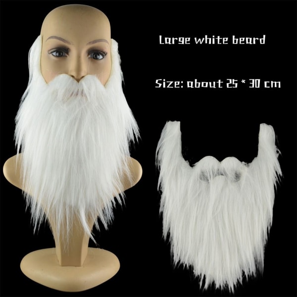 2 STK Fake Beard Langt Fluff Beard HVIT White