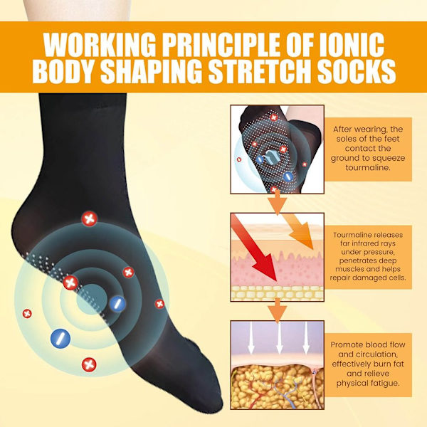 Tourmaline Ionic Body Shaping Stretch Strumpor Kompressionsstrumpor