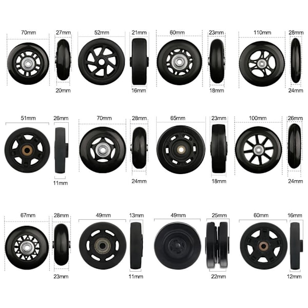 2st Byt hjul Travel Bagage Wheels 8 8 8