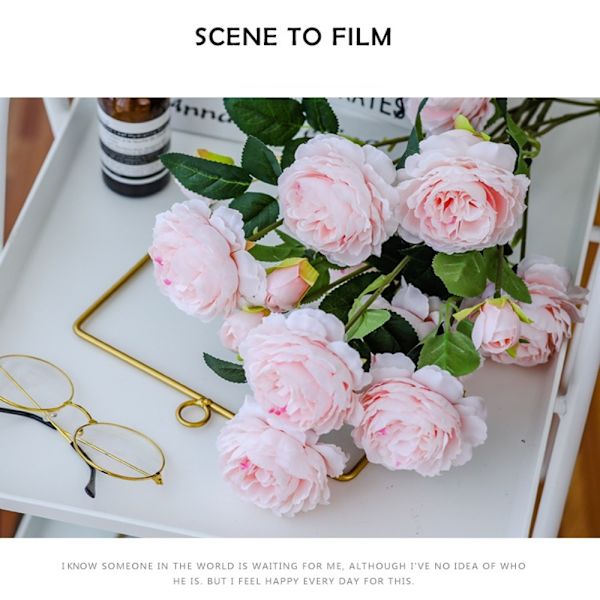 5 Hodet Kunstige Blomster Fake Flower BLÅ blue