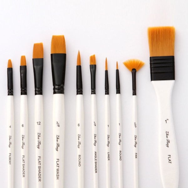 10st professionella akvarellborstar i nylon