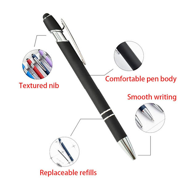 5 STK Touch Screen Pen Kuglepen LYSEBLÅ Light Blue