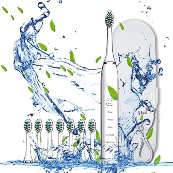 Smart elektrisk tannbørste Oppladbar elektrisk tannbørste HVIT White