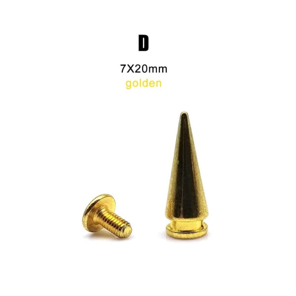 10 sett dekornagler studs spiker GULL D-7X20MM D-7X20MM Gold D-7x20mm-D-7x20mm