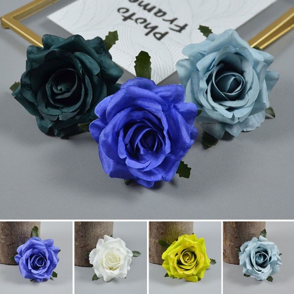 10 stk Kunstige Roser Falske Roser MØRKEBLÅ dark blue