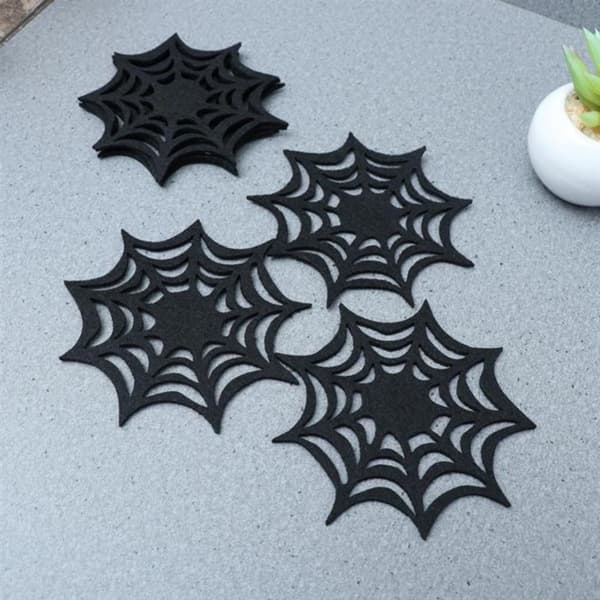 Web Halloween Dækkeservietter Halloween Coasters SORT SORT Black