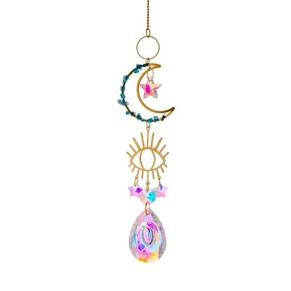 Sun Catchers Crystal Moon Shape BLÅ blue