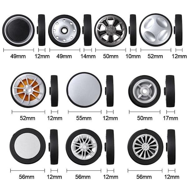 2kpl Vaihtopyörät Matkatavarapyörät 52MM X 12MM 52mm x 12mm