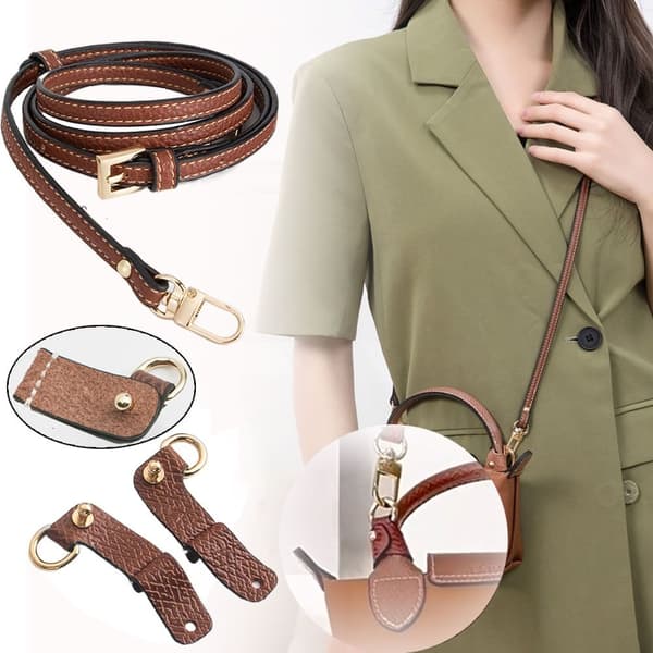 Håndtaskebælter i ægte læderrem BRUN-SØLVSREM brown-silver strap